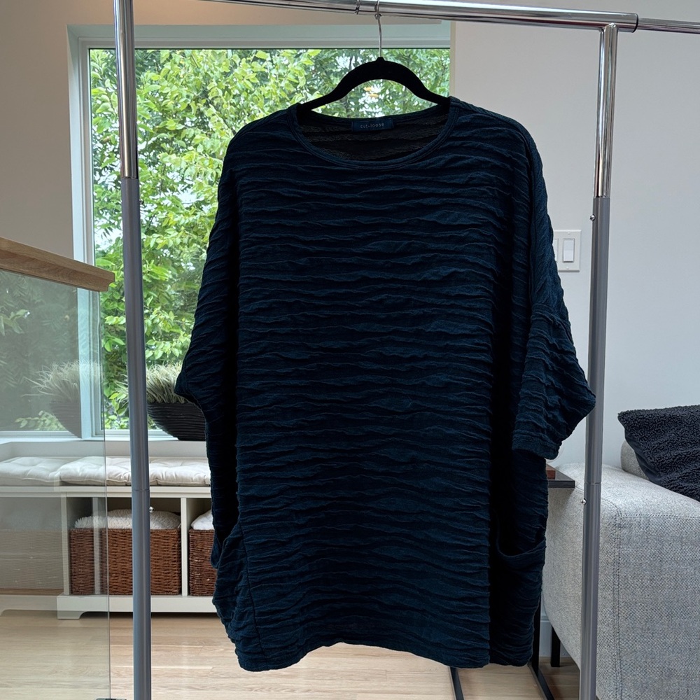 Cut Loose Navy Blue Knit Top